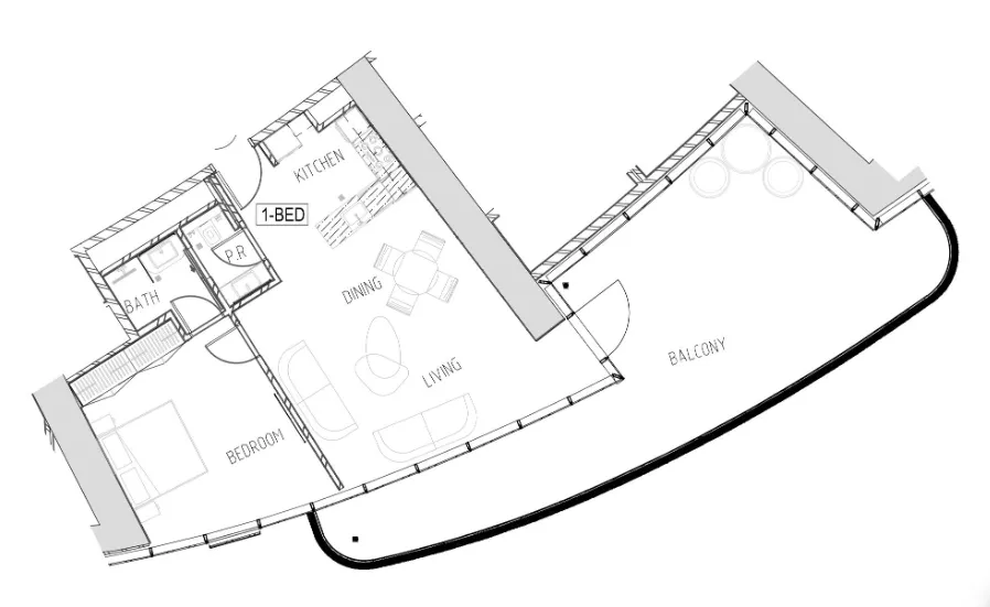 1 BR layout at Damac Bay