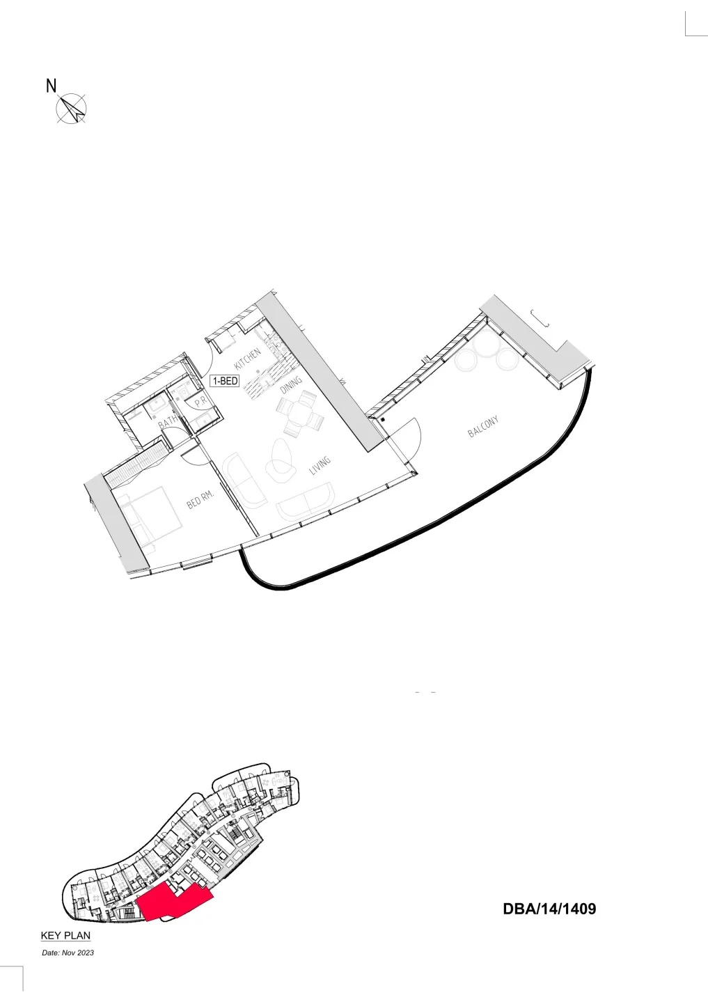 1 BR layout at Damac Bay