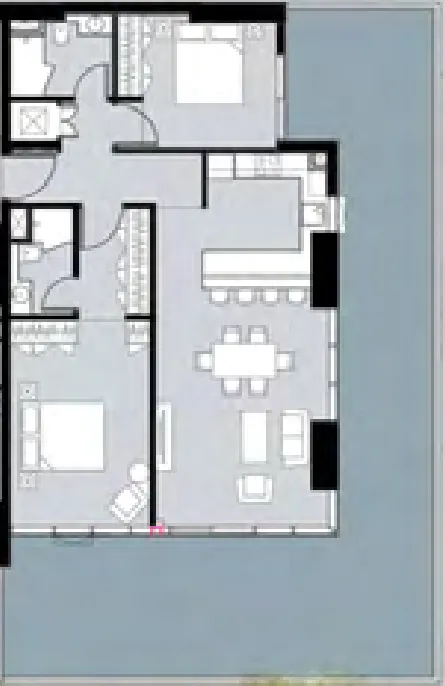 2 BR layout at Damac Hills - Golf Gate 2
