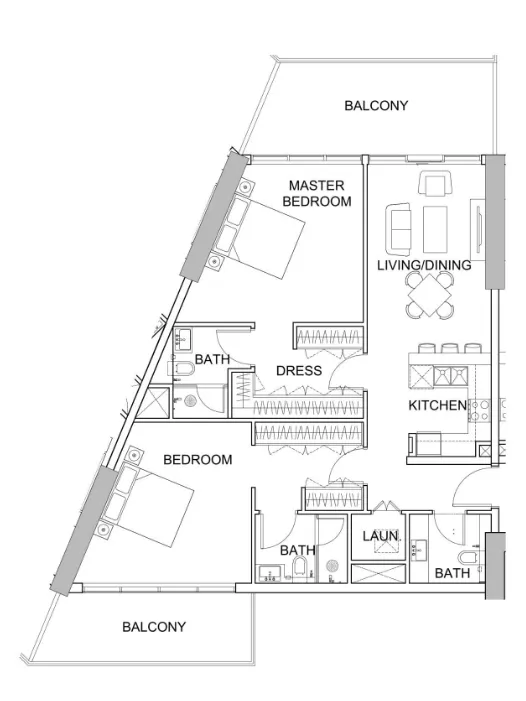 2 BR layout at Golf Greens