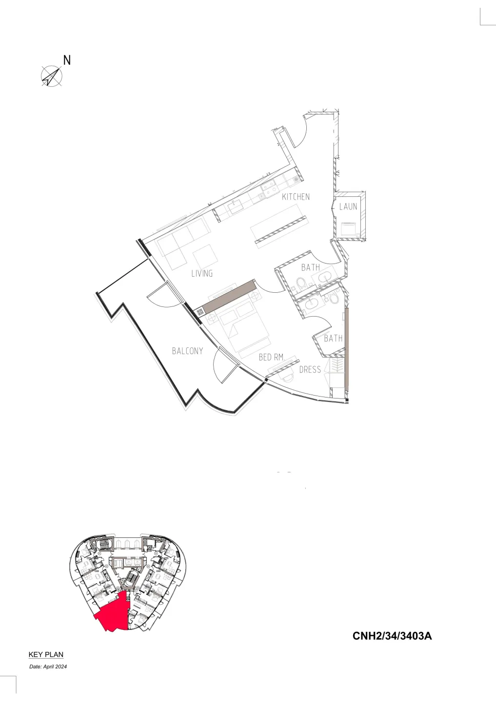 Canal Heights 1 BR floor plan in Business Bay, Dubai, by DAMAC