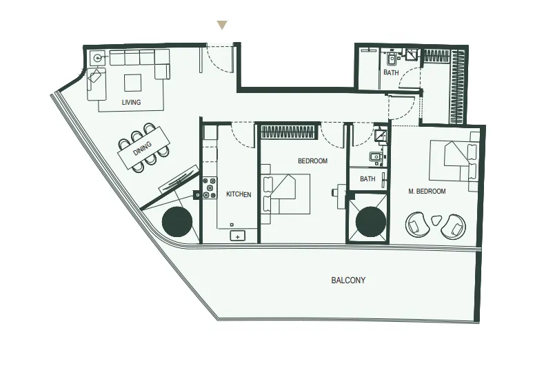 2 BR layout at Binghatti Hills
