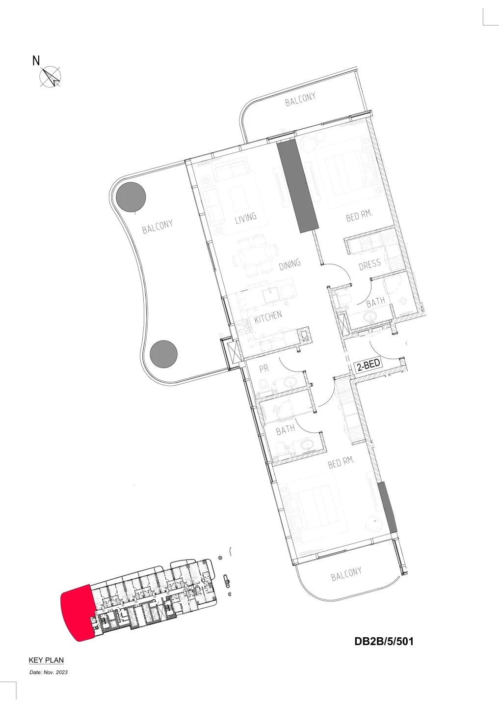 3 BR layout at Damac Bay 2