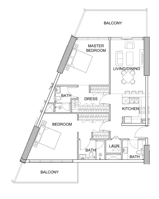 2 BR layout at Golf Greens