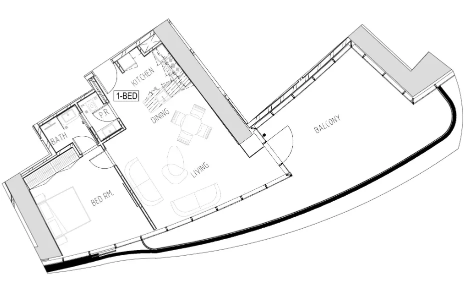 1 BR layout at Damac Bay