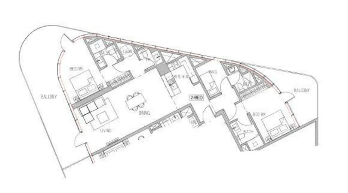 Canal Heights 2 BR floor plan in Business Bay, Dubai, by DAMAC
