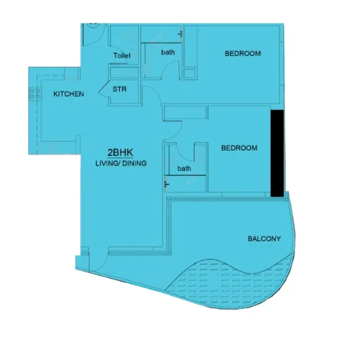 2 BR layout at Volga Tower