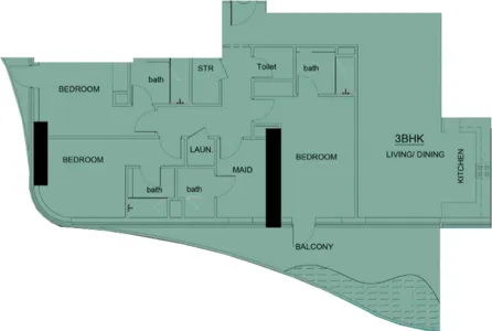 3 BR layout at Volga Tower