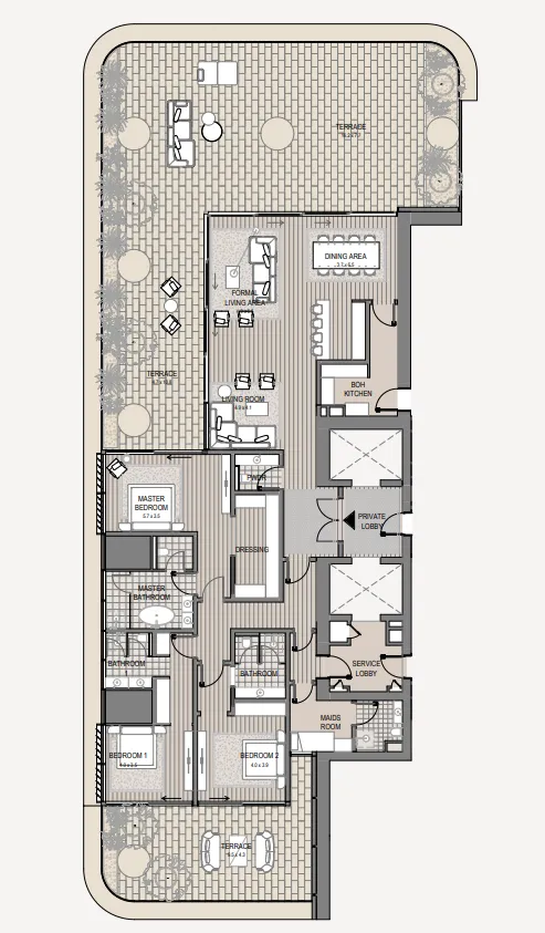 3 BR layout at Vela Viento