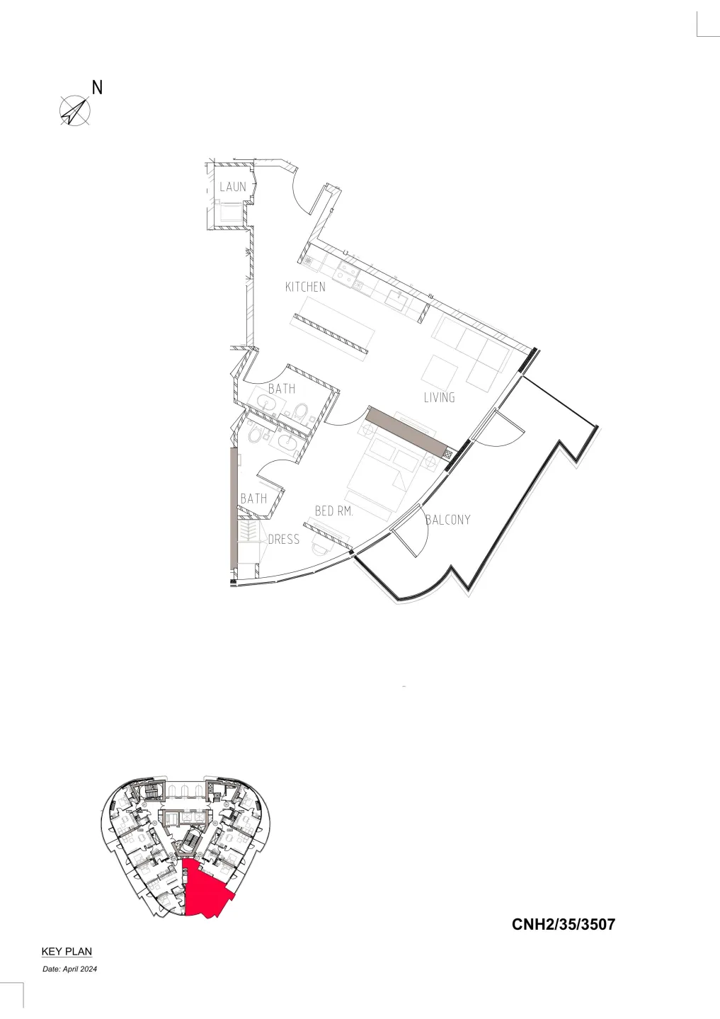 1 BR layout at Canal Heights