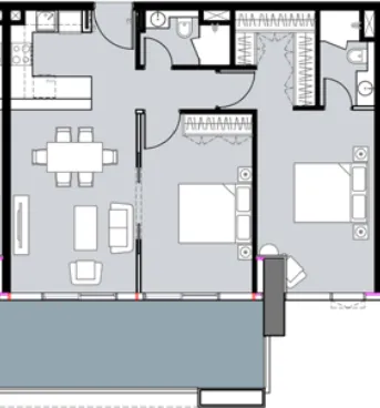 2 BR layout at Damac Hills - Golf Gate 2
