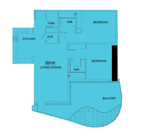 2 BR layout at Volga Tower