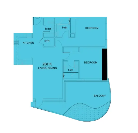 2 BR layout at Volga Tower