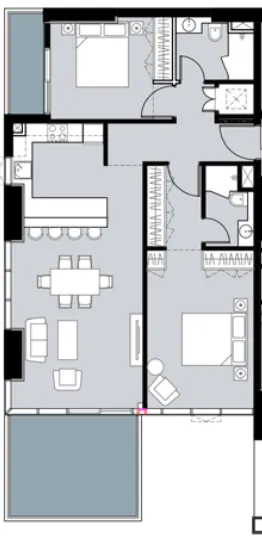2 BR layout at Damac Hills - Golf Gate 2