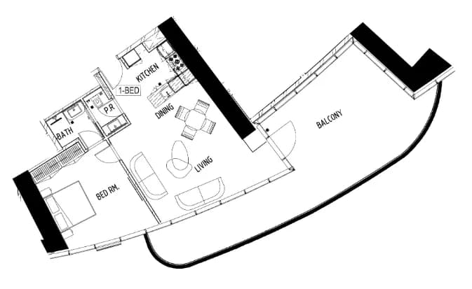 1 BR layout at Damac Bay