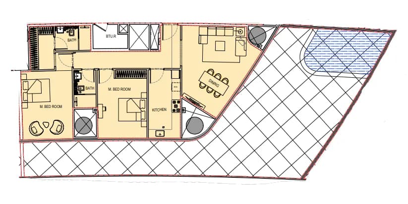 2 BR layout at Binghatti Hills