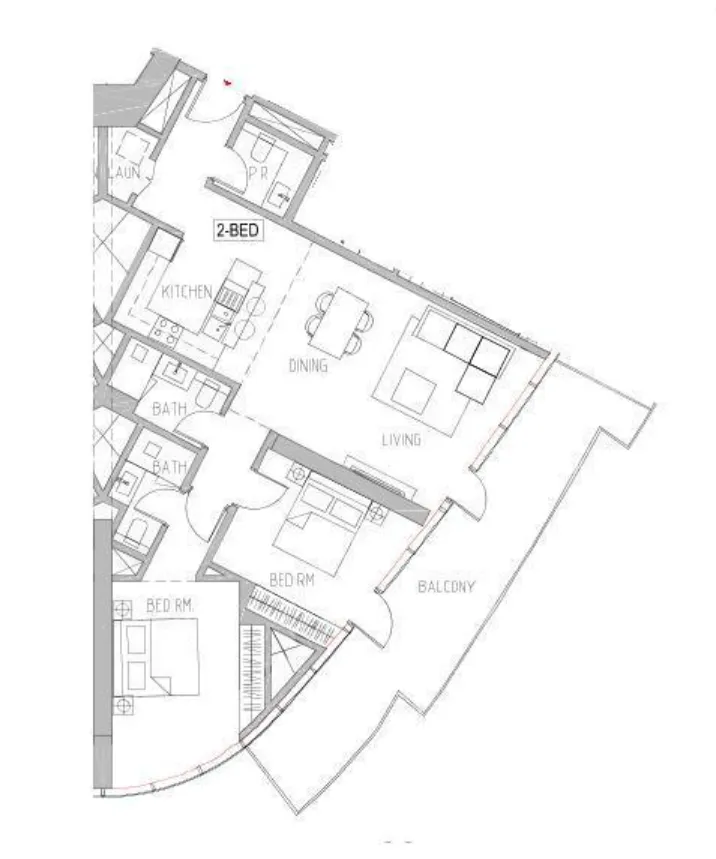 2 BR layout at Canal Heights