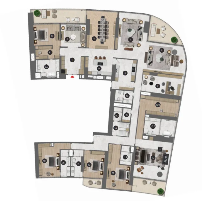 Sobha Seahaven 5 BR floor plan - Dubai Harbour, Dubai - by Sobha