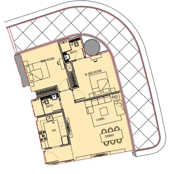 2 BR layout at Binghatti Hills