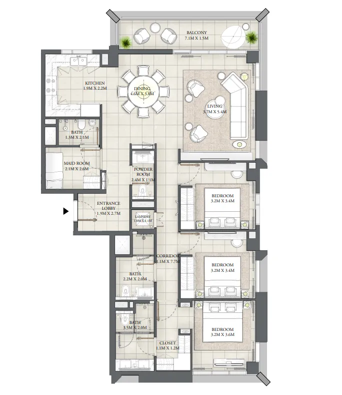 3 BR layout at Mangrove