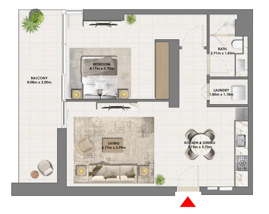 1 BR layout at Parkside Views