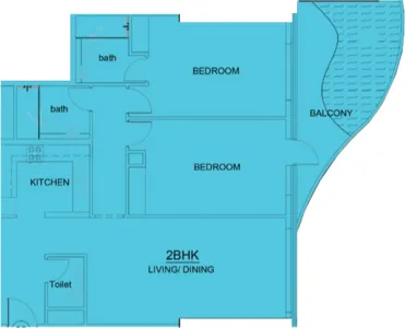 2 BR layout at Volga Tower