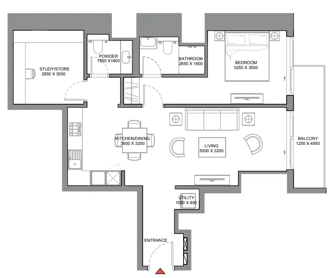 1 BR layout at 340 Riverside Crescent