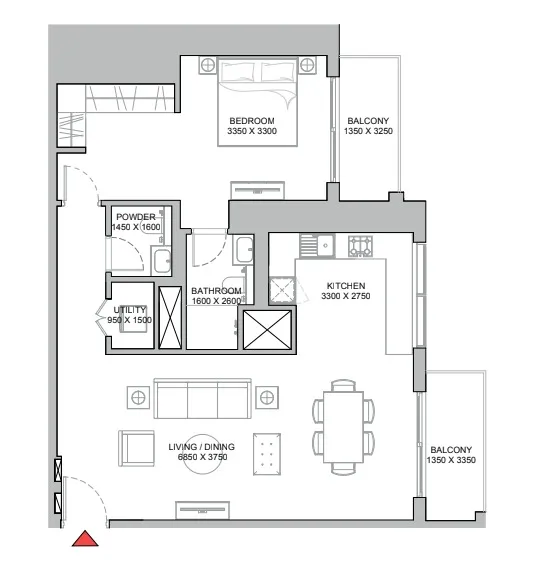 1 BR layout at 320 Riverside Crescent