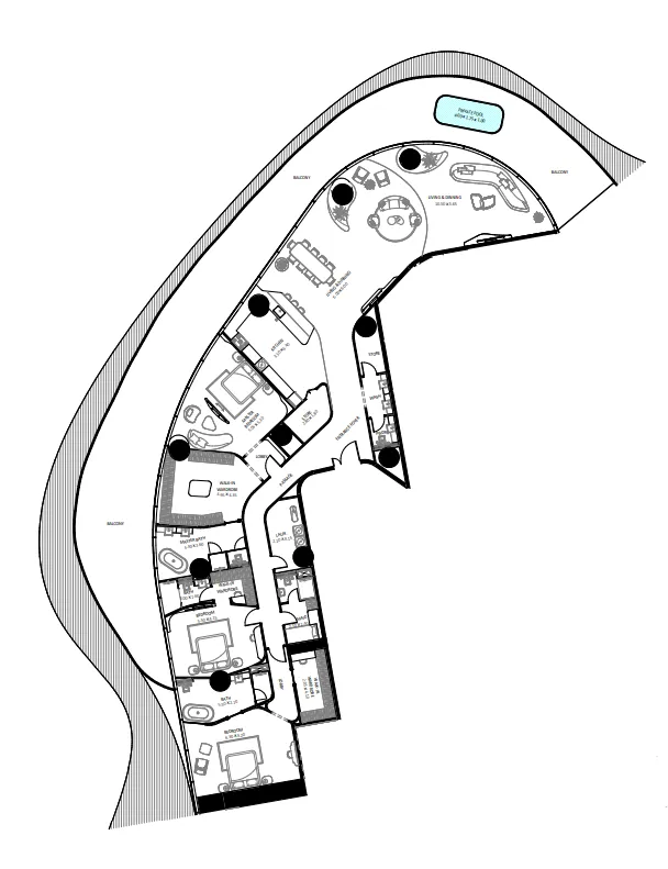 3 BR layout at Bugatti Residences by Binghatti