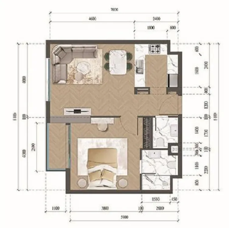 1 BR layout at Altai Tower