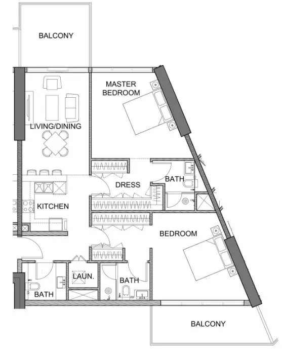 2 BR layout at Golf Greens
