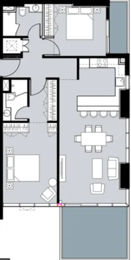 2 BR layout at Damac Hills - Golf Gate 2