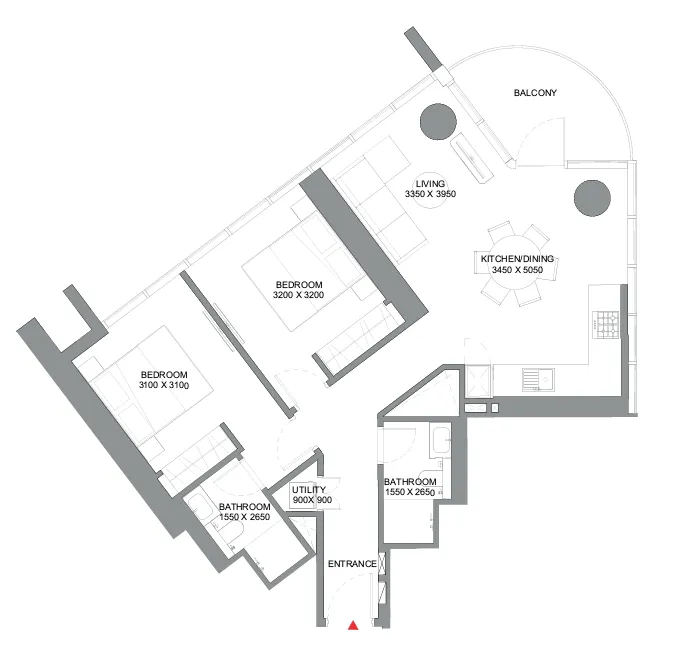 2 BR layout at Sobha Orbis