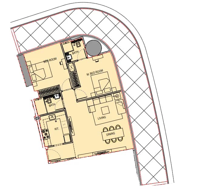 2 BR layout at Binghatti Hills