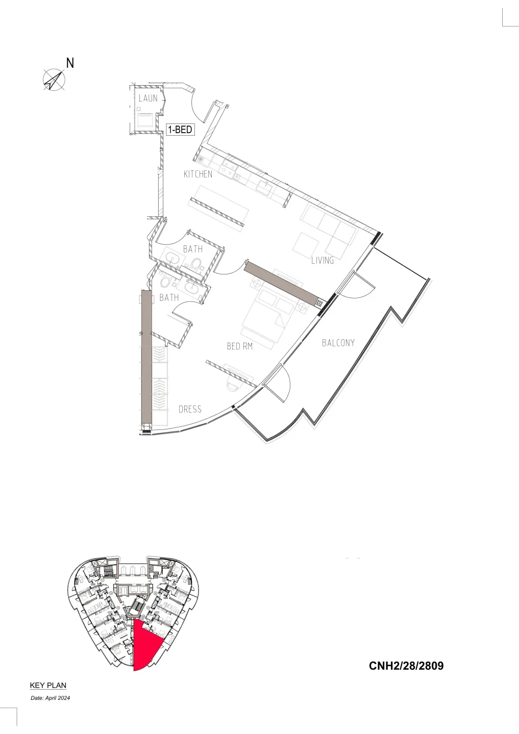 1 BR layout at Canal Heights