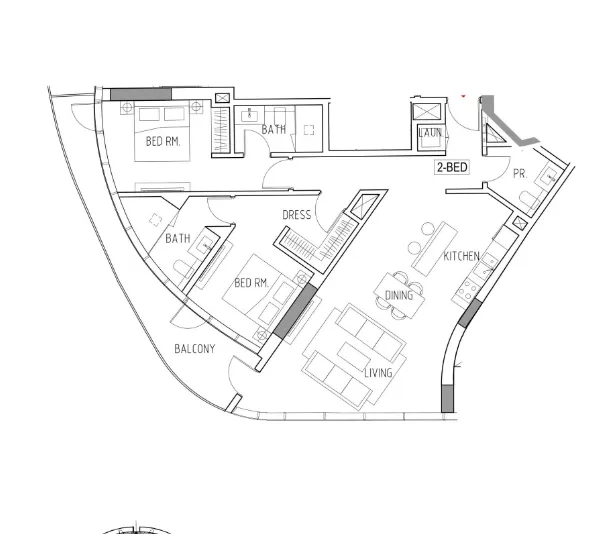 2 BR layout at Altitude de Grisogono