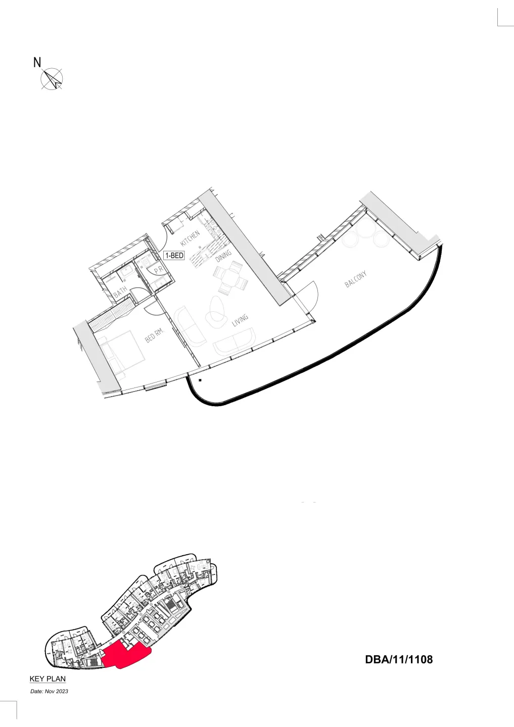 1 BR layout at Damac Bay