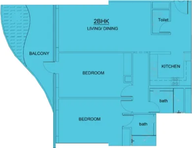 2 BR layout at Volga Tower