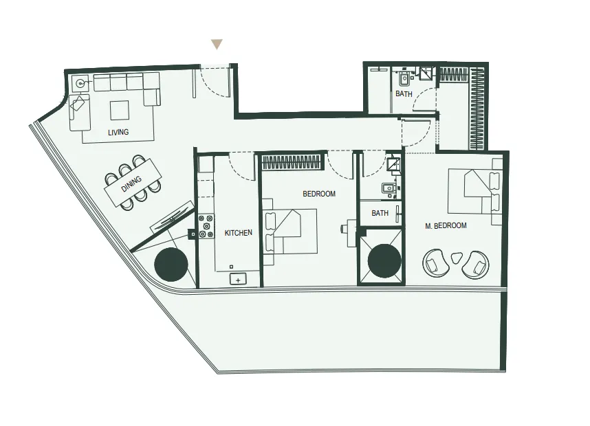 2 BR layout at Binghatti Hills