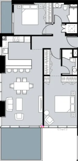 2 BR layout at Damac Hills - Golf Gate 2