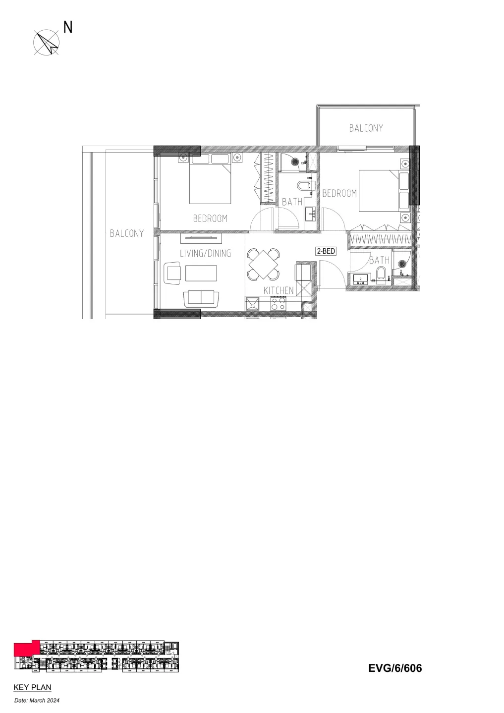 2 BR layout at Evergreens