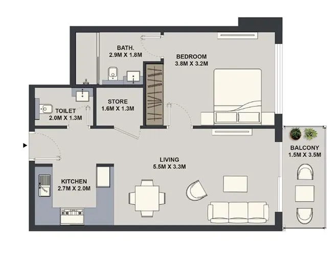1 BR layout at Maison Elysee