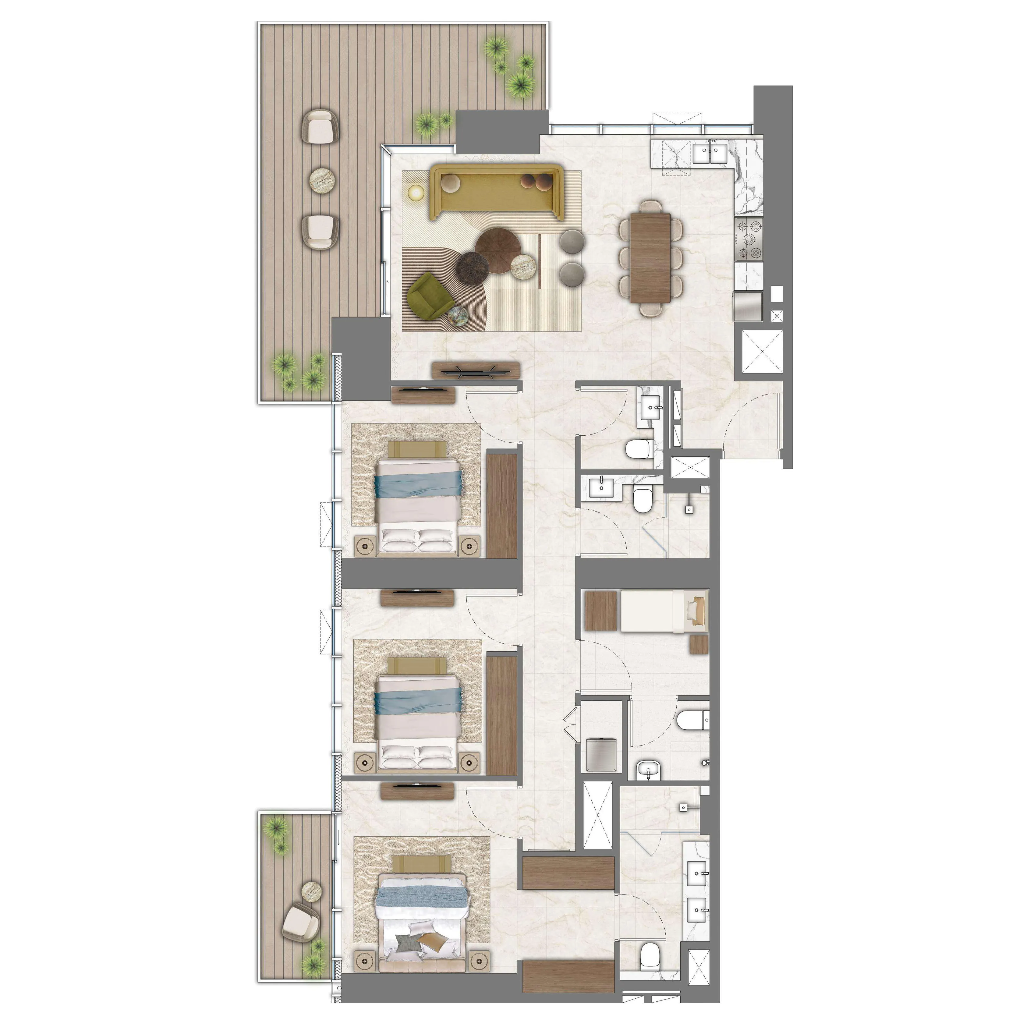 3 BR layout at Address Residences Zabeel