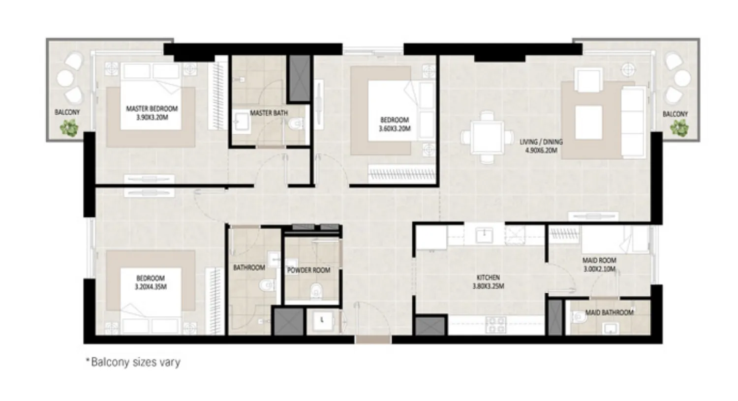 3 BR layout at Odessa