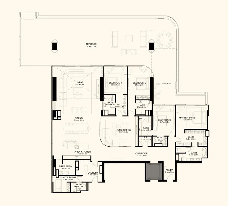4 BR layout at Orla Dorchester Collection