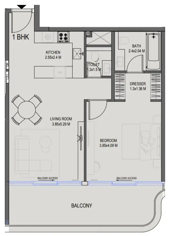 1 BR layout at Seraph By Wadan