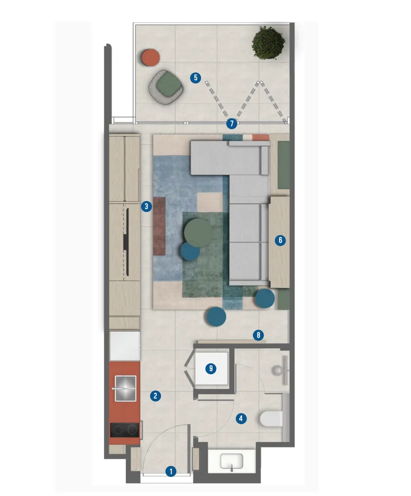 0 BR layout at Rove Home Marasi Drive