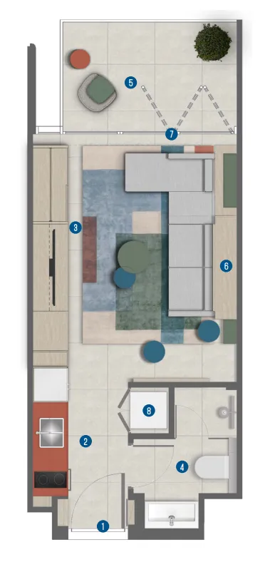 0 BR layout at Rove Home Marasi Drive