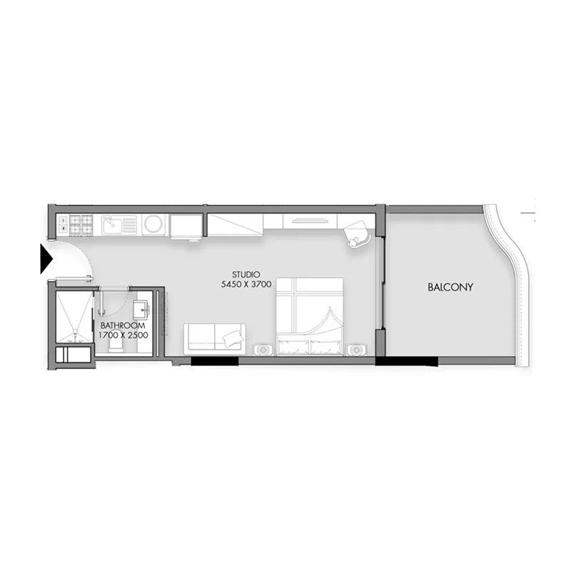0 BR layout at Rose Gardens 1