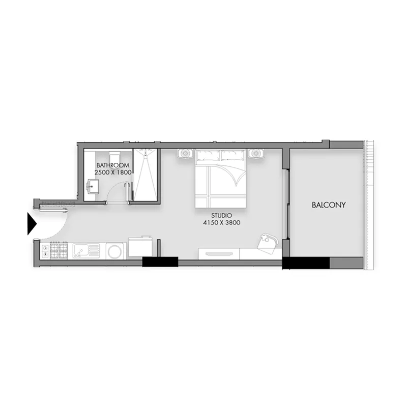 0 BR layout at Rose Gardens 1